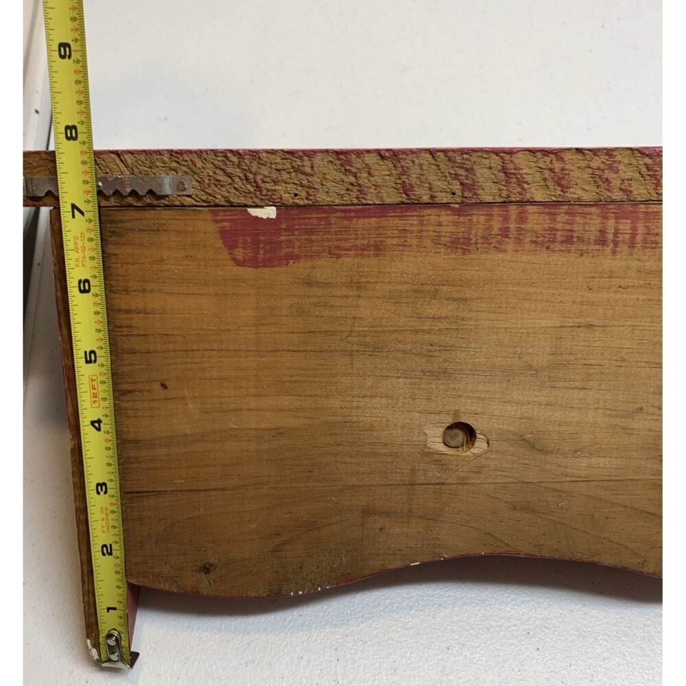 VTG Country Wooden Heart Wall Shelf Pegs Cottage Farmhouse Distressed 36x8x7.5 - Picture 6 of 10